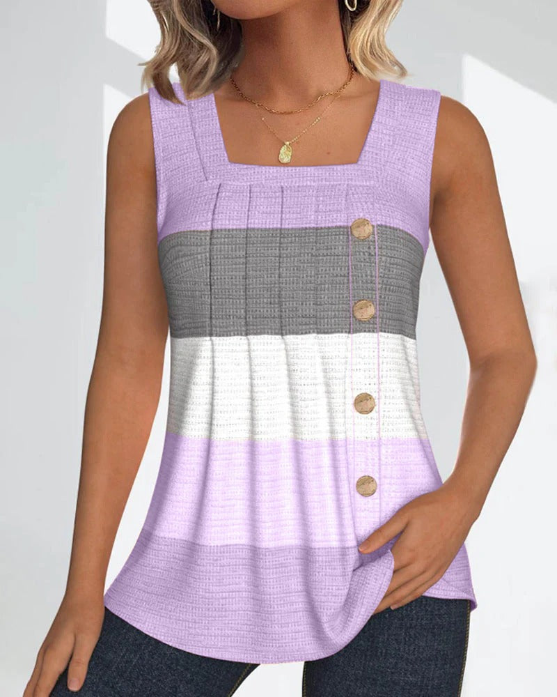 Lotta™ - Stripete tank med knapper