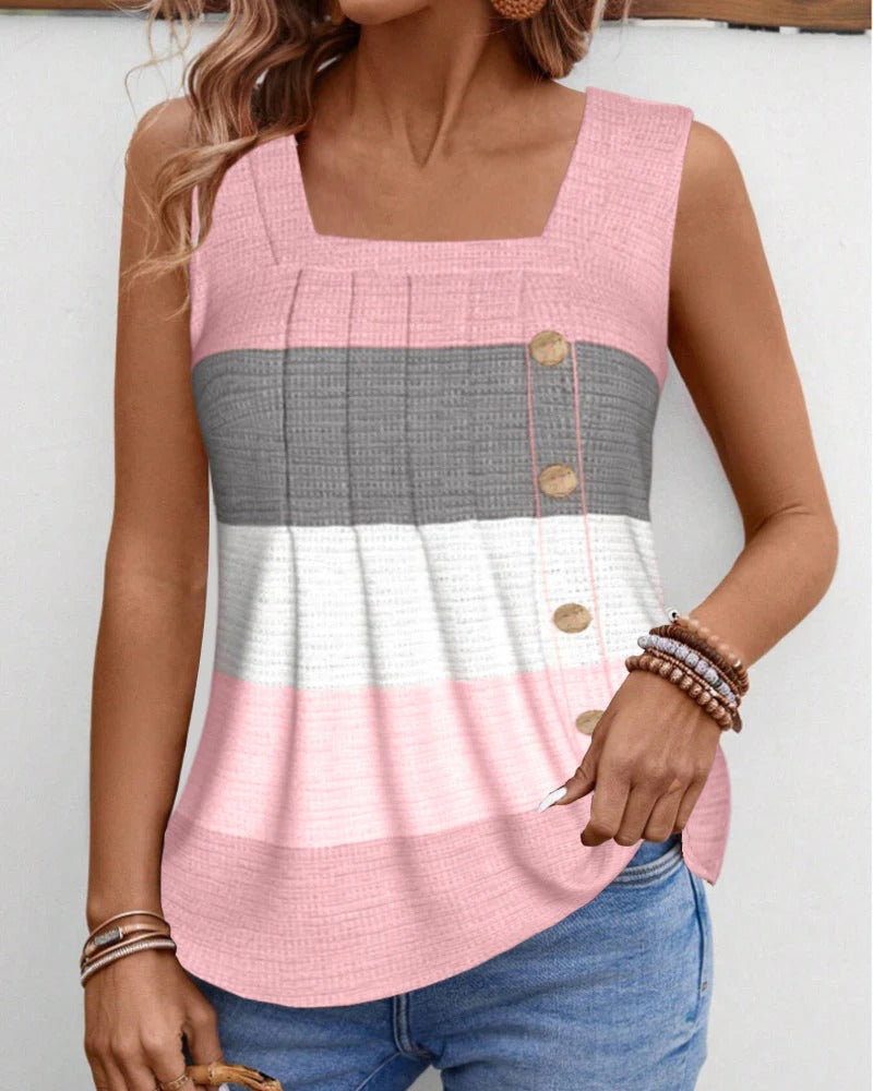 Lotta™ - Stripete tank med knapper