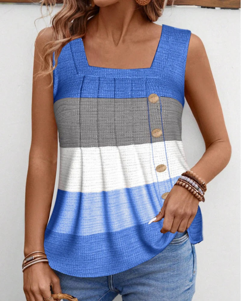 Lotta™ - Stripete tank med knapper