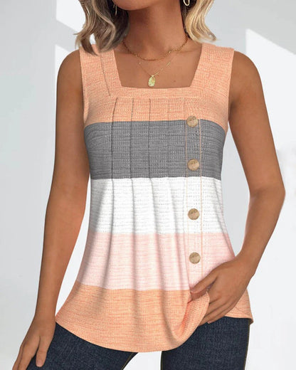 Lotta™ - Stripete tank med knapper