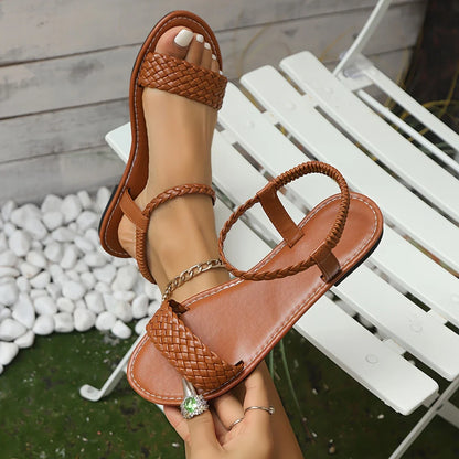 Angela™ – Flate sandaler med flettedetaljer til dame