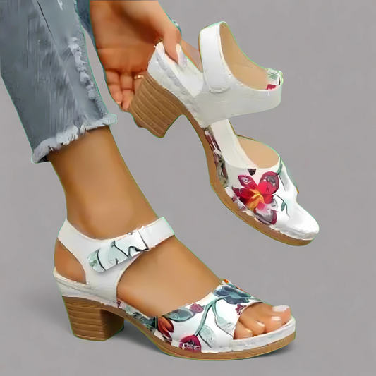 Carina™ - Sandaler med blomstrete hæler