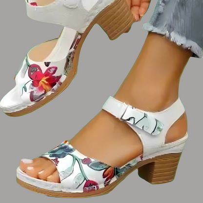 Carina™ - Sandaler med blomstrete hæler